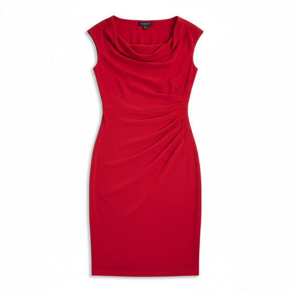 Lauren Ralph Lauren Red Cocktail Midi Dress - Size 2 - Picture 1 of 9